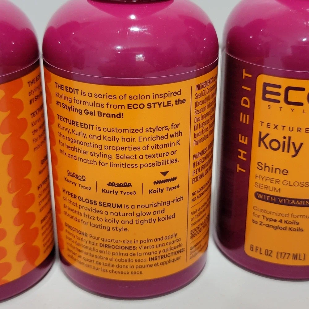 Eco Style Texture Edit Koily Shine Hyper Gloss Serum Vitamin K 6oz 4pk